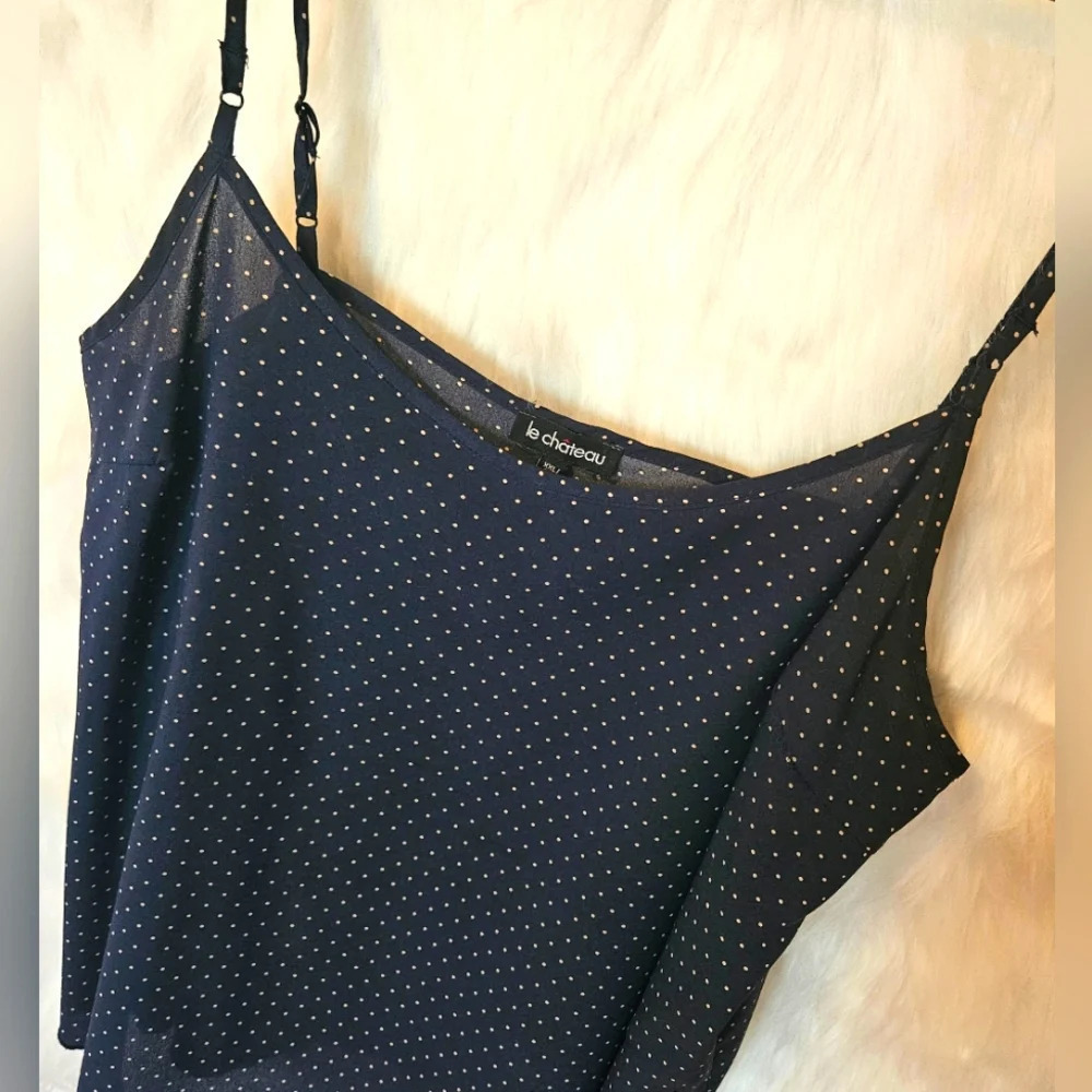 Le Chateau Classic Navy White Dot Camisole NWOT - Picture 2 of 5